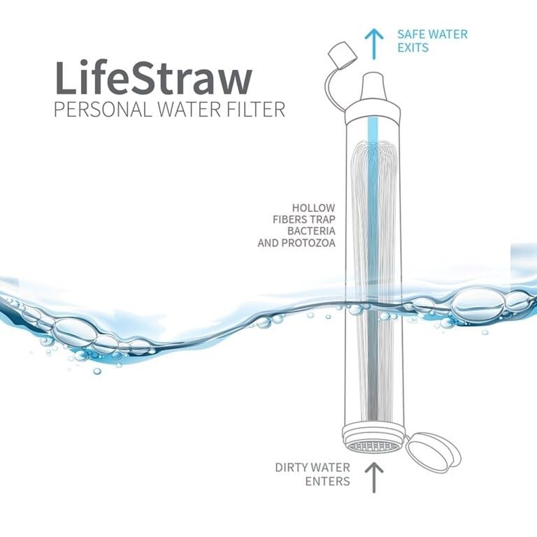 LifeStraw Personal Water Filter for Hiking, Travel and Emergency, Blue, 1PK
