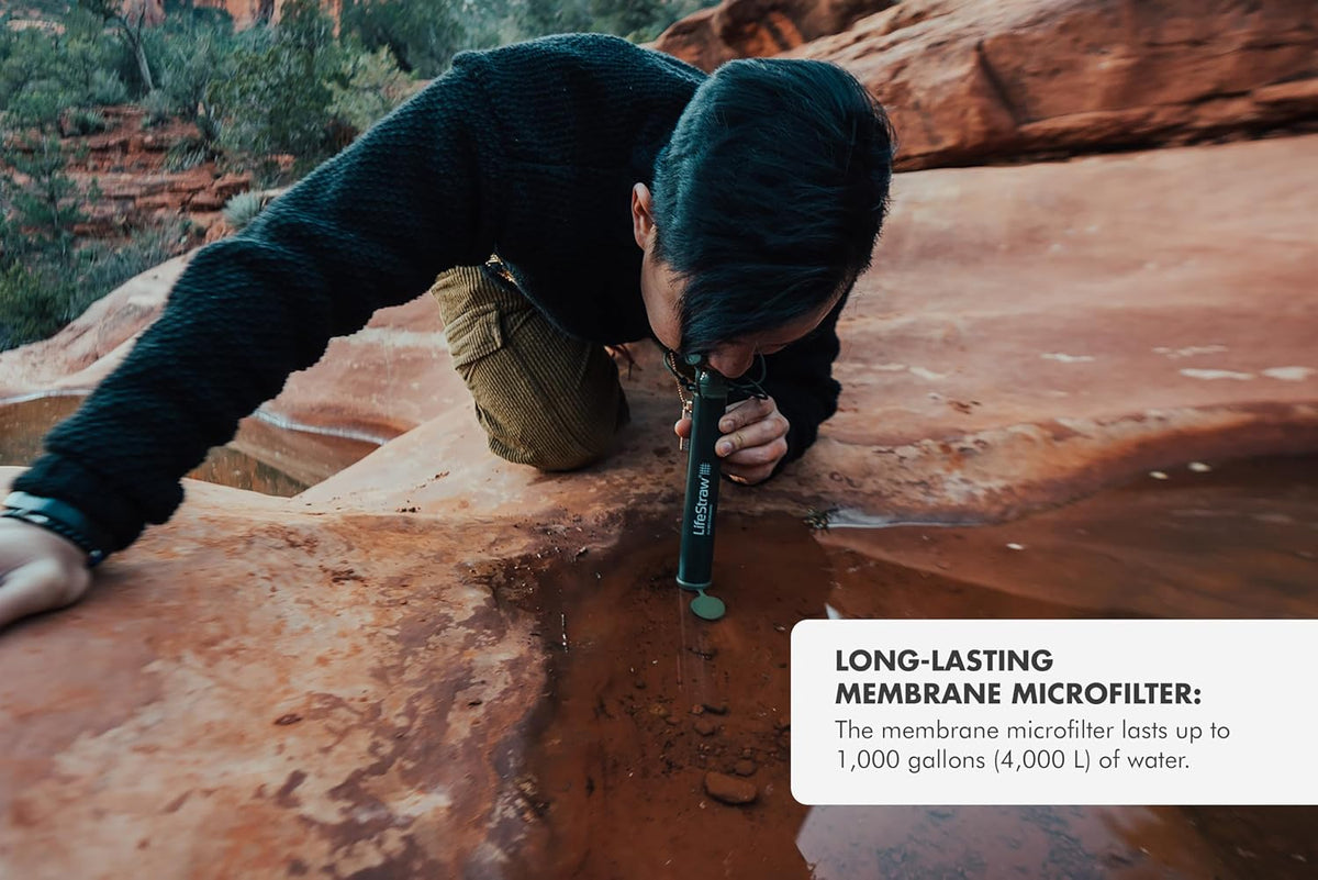 LifeStraw Personal Water Filter for Hiking, Travel and Emergency, Blue, 1PK