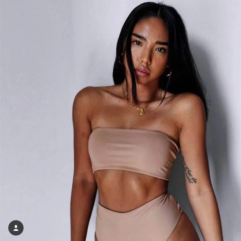 Contrast Color Push-Up Brazilian Bikini Set