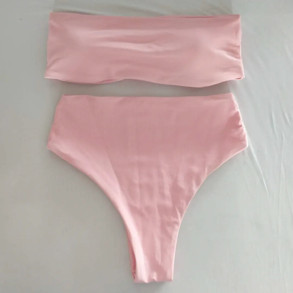 Contrast Color Push-Up Brazilian Bikini Set