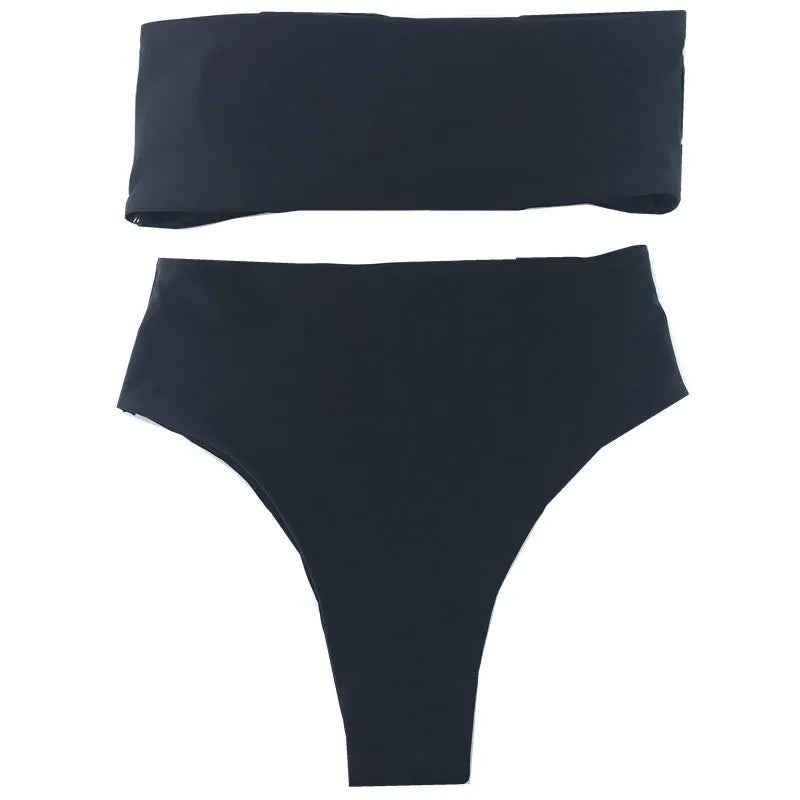 Contrast Color Push-Up Brazilian Bikini Set