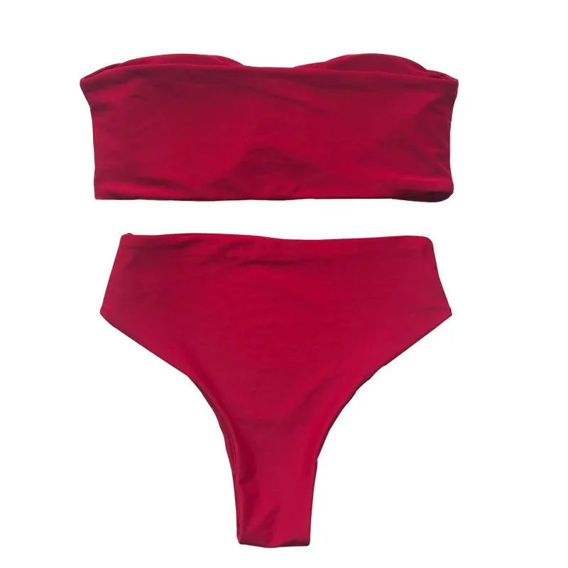 Contrast Color Push-Up Brazilian Bikini Set
