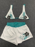 Vintage Floral Two-Piece Bikini Set with Shorts