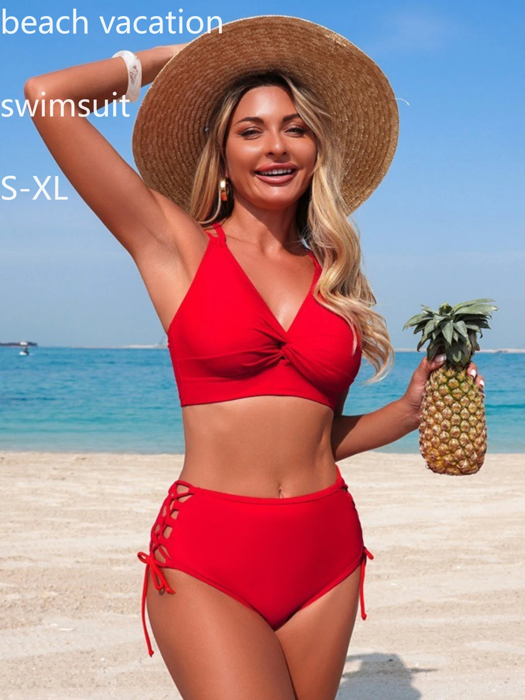 Women's Two-Piece Backless Camisole Bikini Set with High-Waisted Bottoms