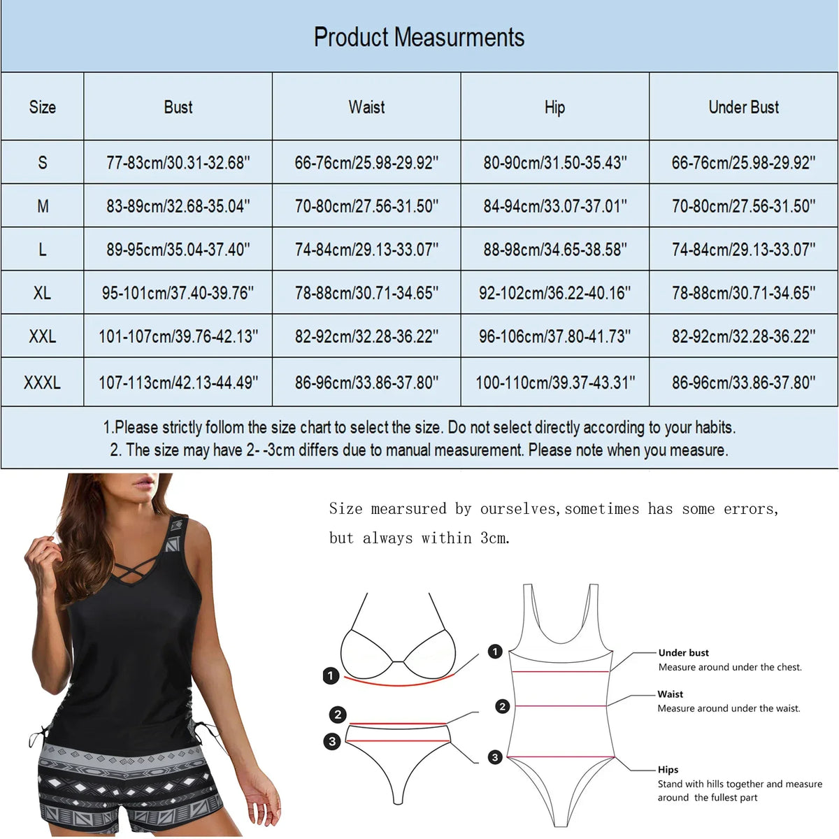 Vintage Print Tankini Set with Shorts — Two-Piece Swimwear