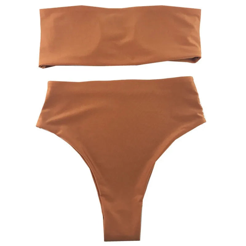 Contrast Color Push-Up Brazilian Bikini Set