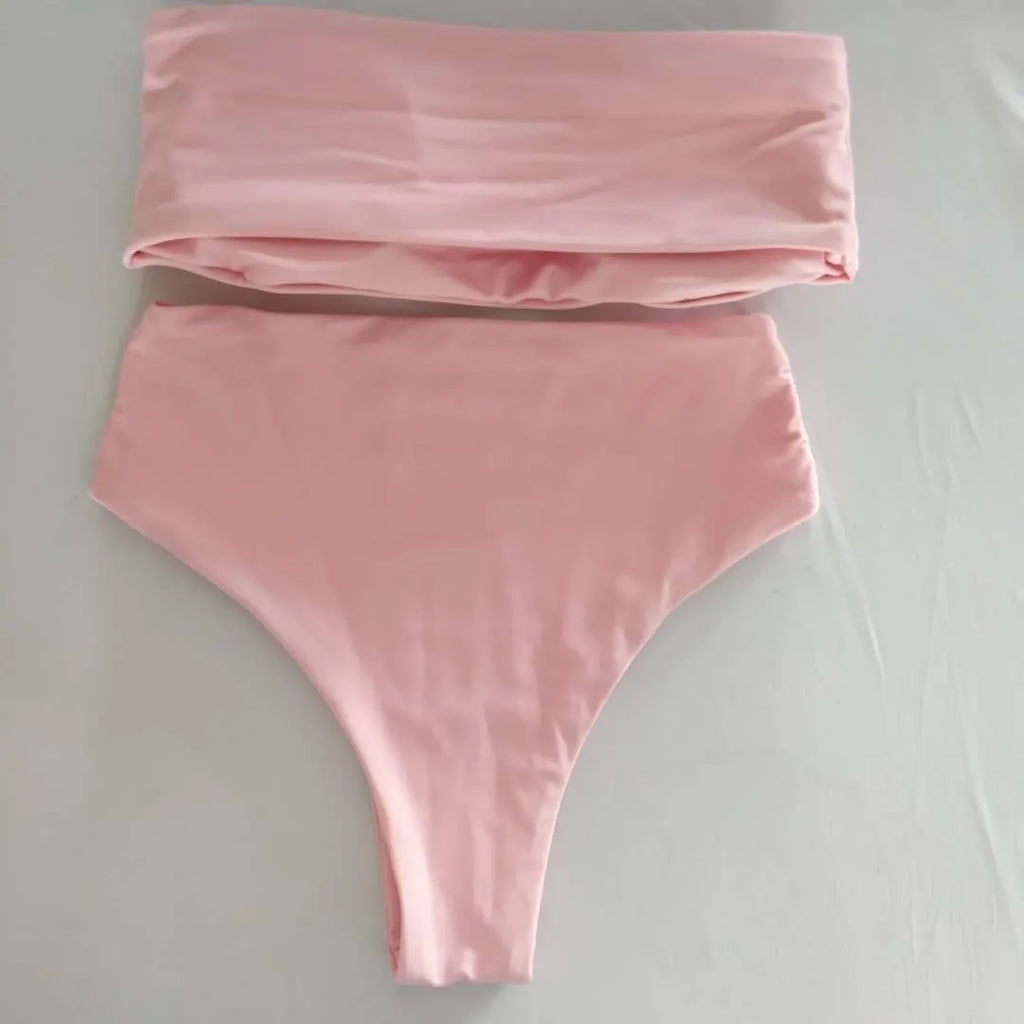 Contrast Color Push-Up Brazilian Bikini Set