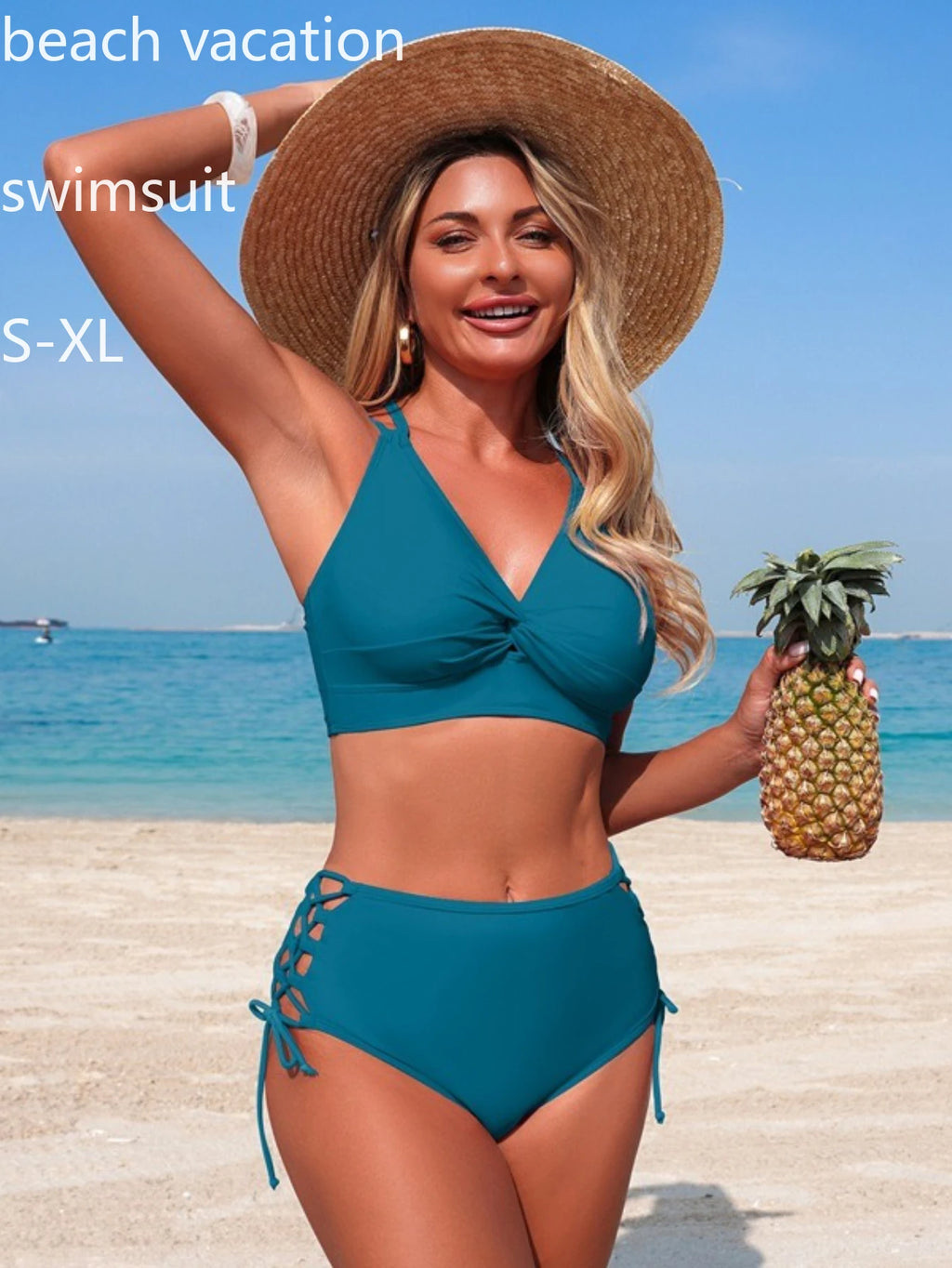 Women's Two-Piece Backless Camisole Bikini Set with High-Waisted Bottoms