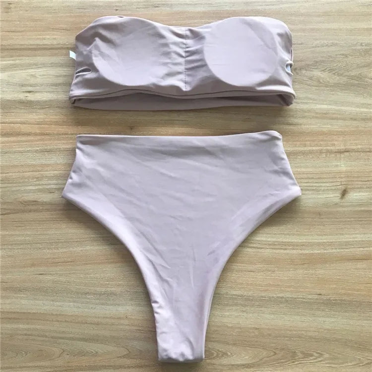 Contrast Color Push-Up Brazilian Bikini Set