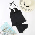 V-Neck Lace-Up Tankini Swimsuit — Brazilian Style